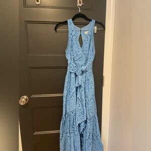 Anthropologie Maeve eyelit wrap midi dress blue size 2p